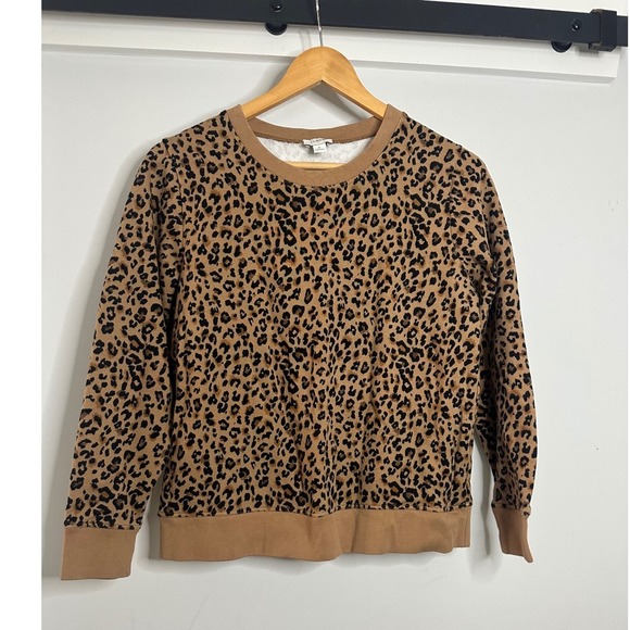 J.Crew Leopard Print Pullover Sweatshirt Crewneck Casual Comfy Size S - Picture 1 of 6